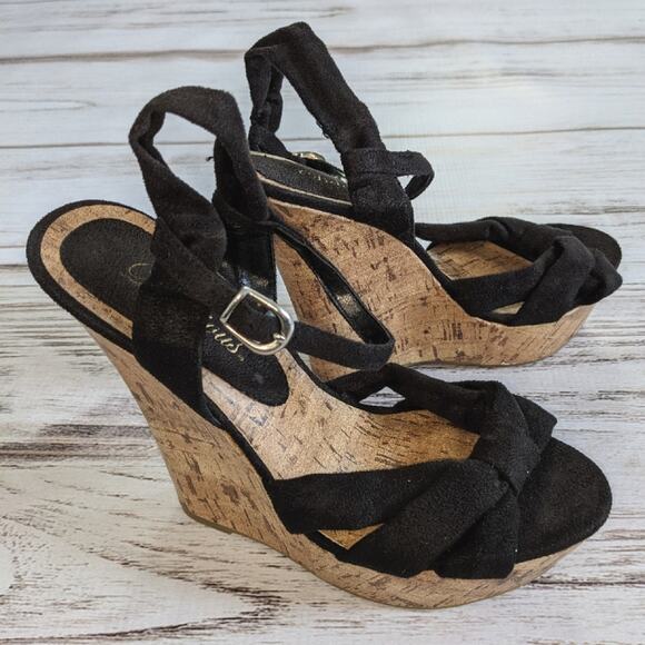 Delicious Wooden Cork Platform Sandals sz 7 - Picture 1 of 6